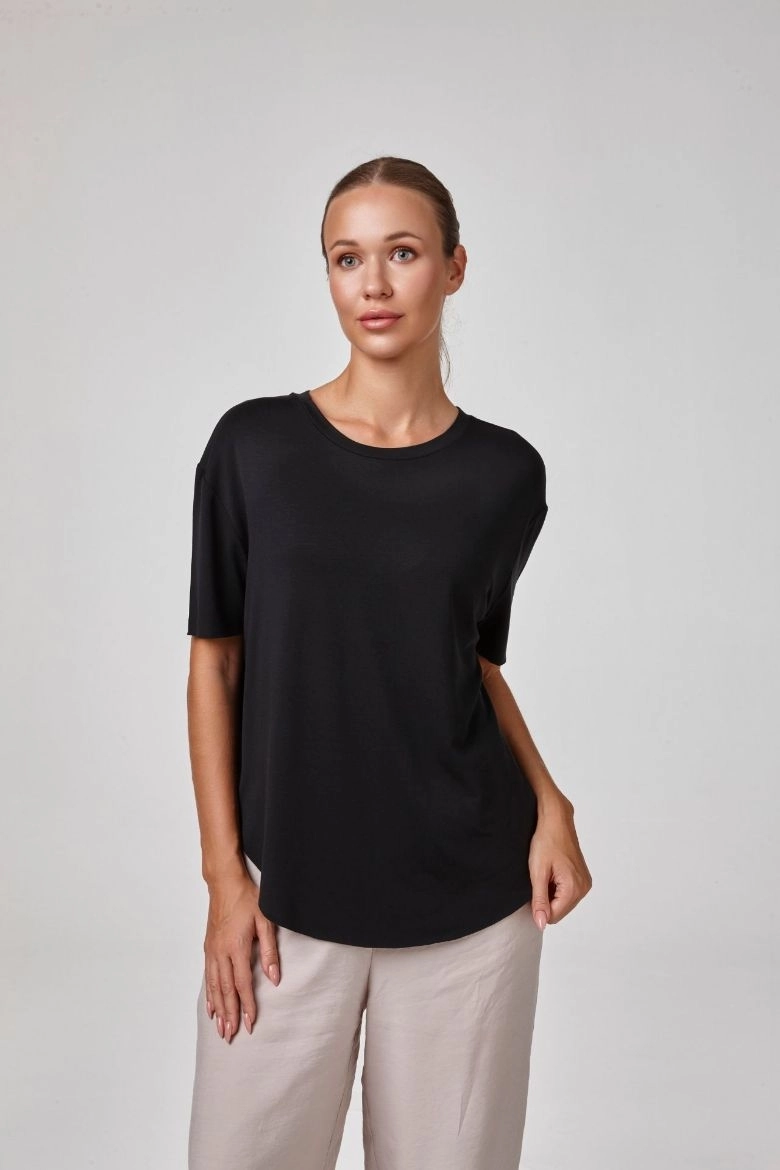 Relactive Kadın Kısa Kollu Sıfır Yaka T-Shirt-Si̇yah