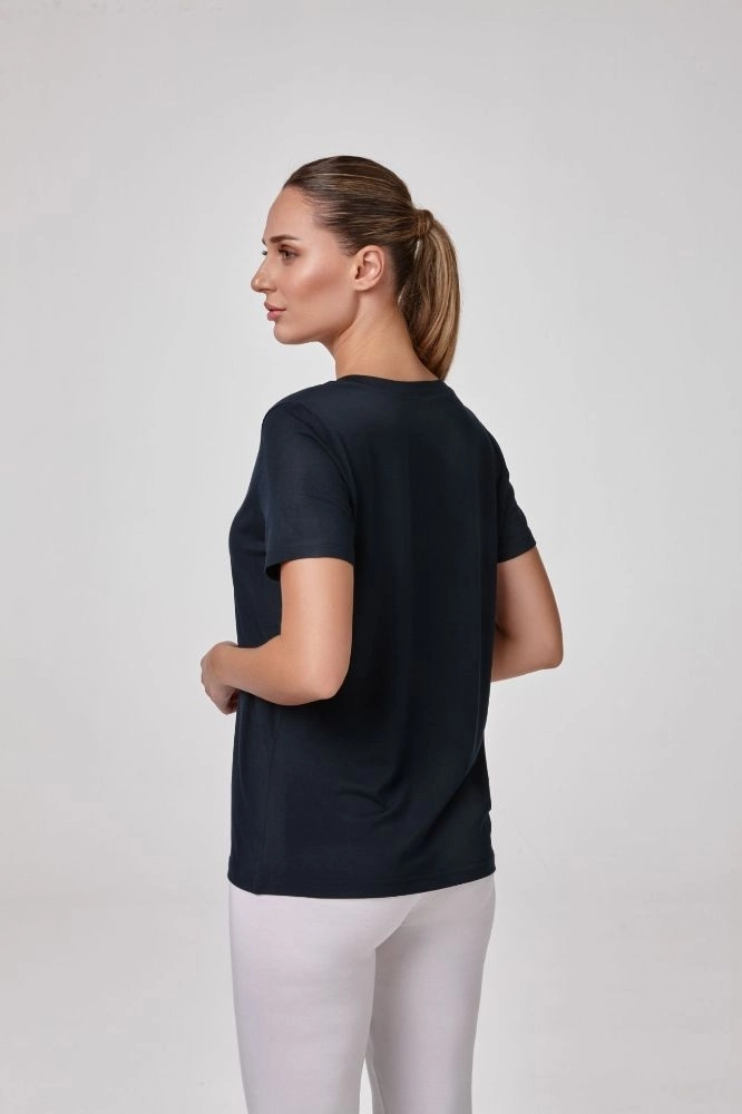 Relactive Kadın Kısa Kollu V Yaka T-Shirt-Lacivert