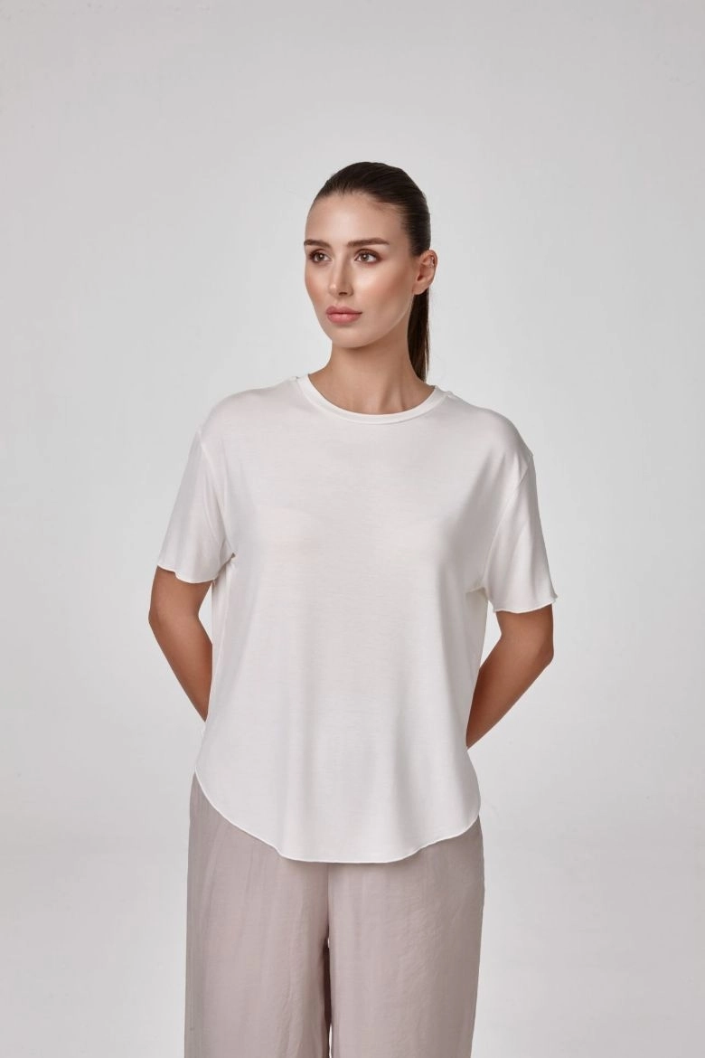 Relactive Kadın Kısa Kollu Sıfır Yaka T-Shirt-Taş