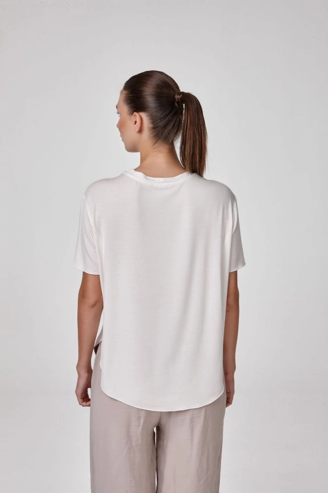 Relactive Kadın Kısa Kollu Sıfır Yaka T-Shirt-Taş