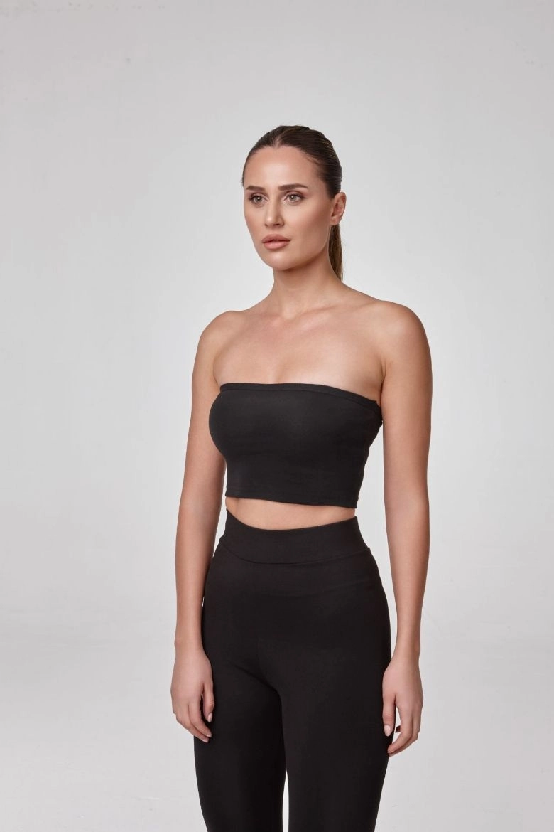 Relactive Kadın Straplez Crop-Si̇yah