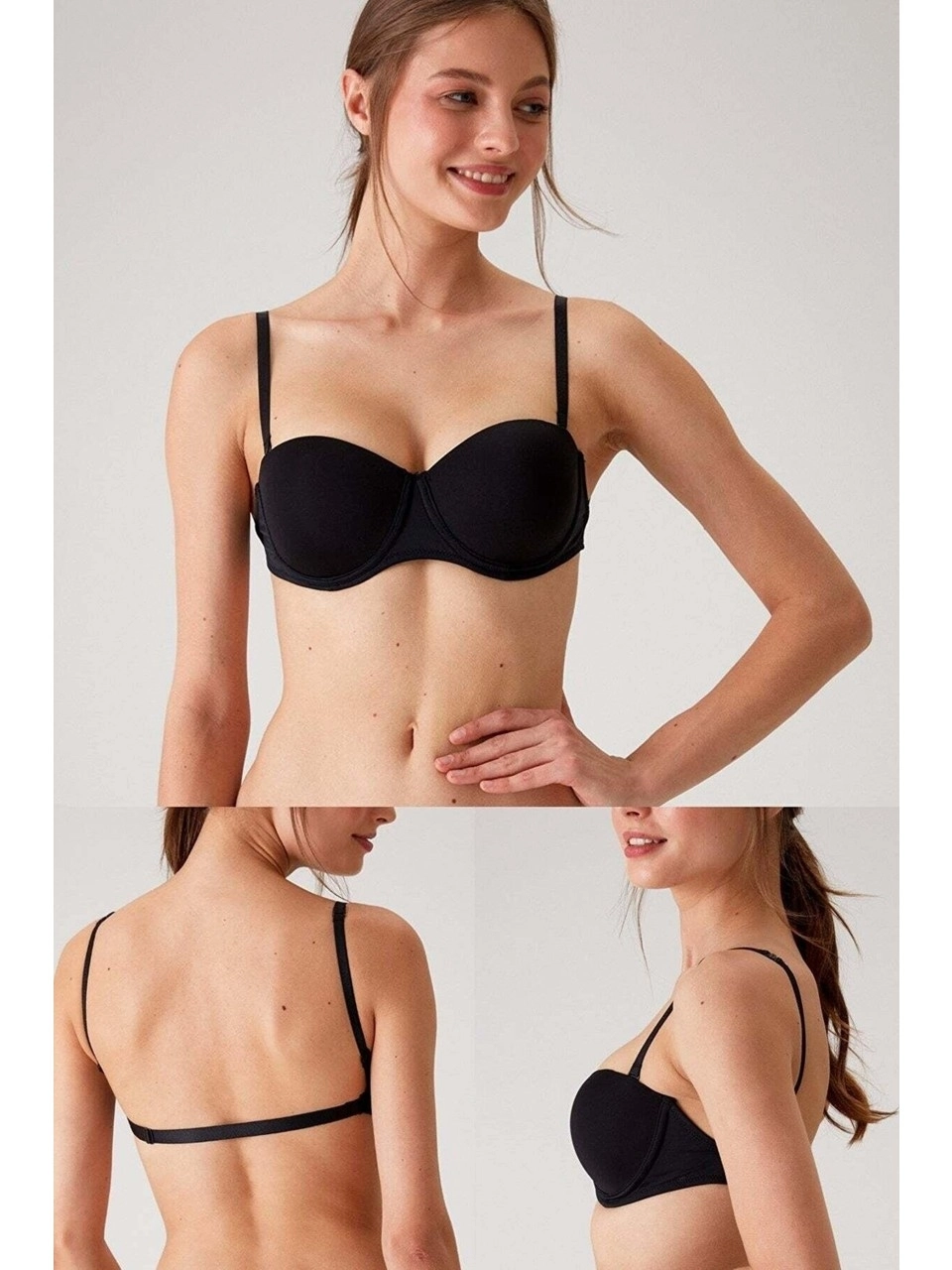 Siena Dolgusuz Straplez Multi Function Bra-Siyah