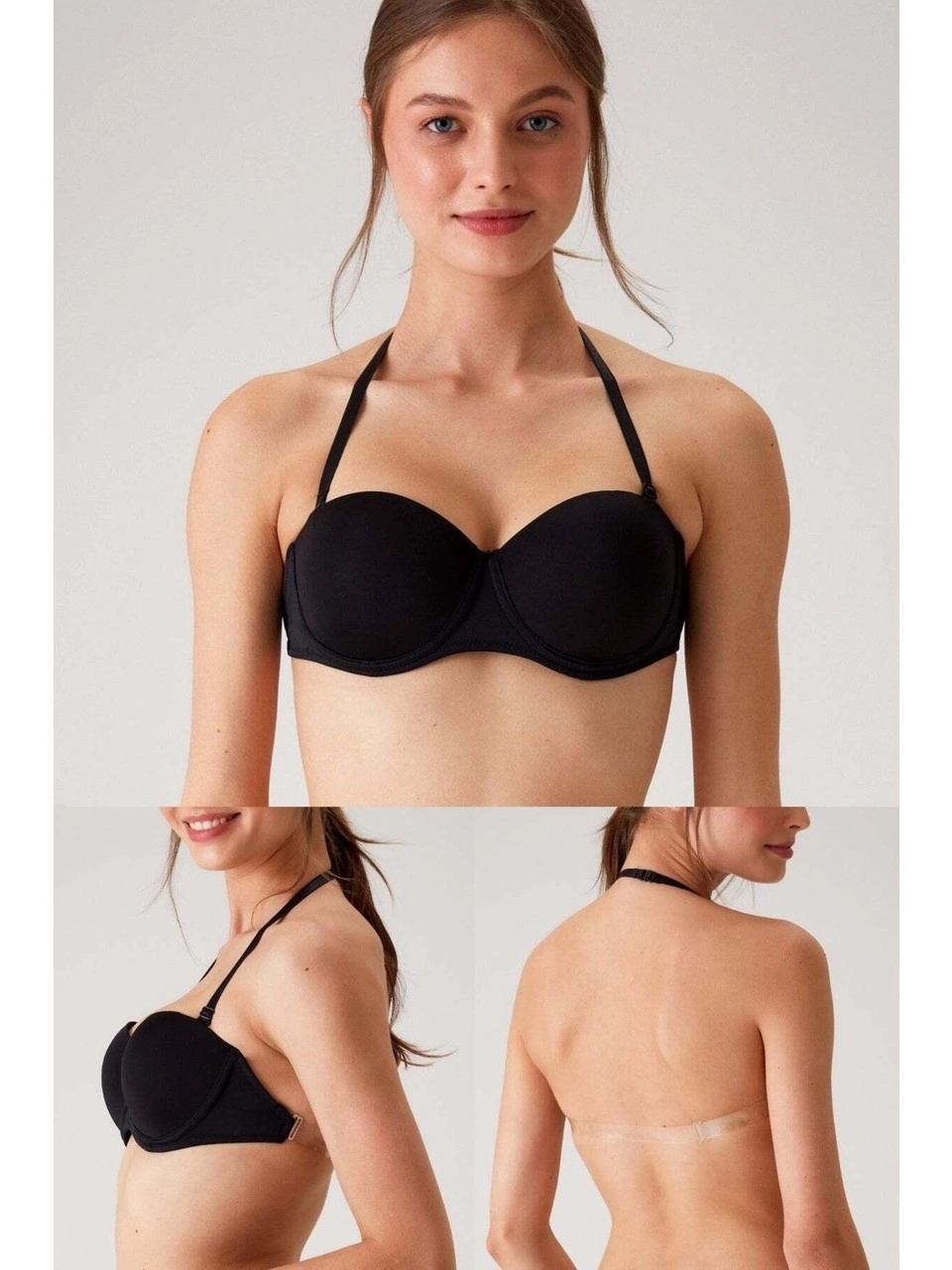 Pisa Push Up Straplez Multi Function Bra-Siyah