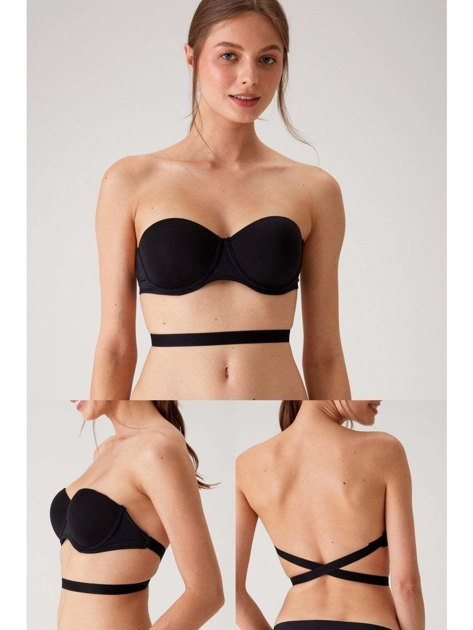 Pisa Push Up Straplez Multi Function Bra-Siyah