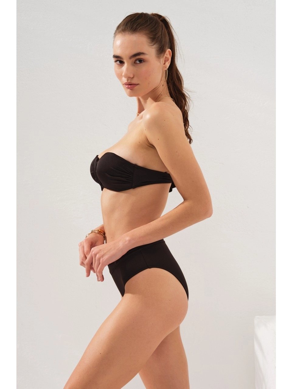 Pierre Cardin 241275 Kadın Straplez Kaplı Bikini Takım-Siyah