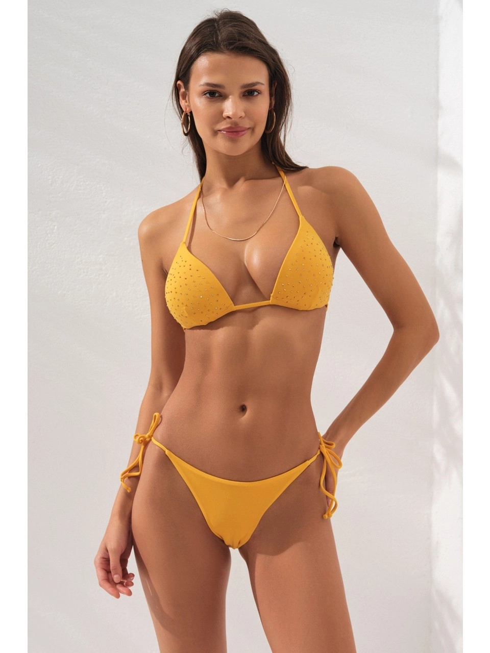 Pierre Cardin Üçgen Dolgulu Brazilian Bikini Takım-Hardal