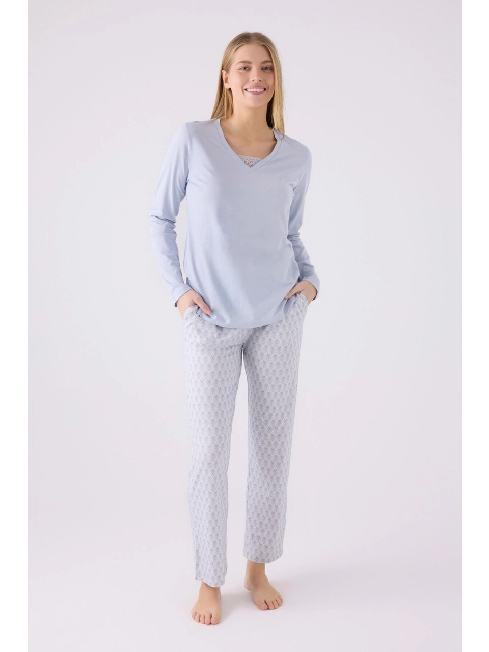 Pierre Cardin 8887 Uzun Kollu Kadın Pijama Takımı