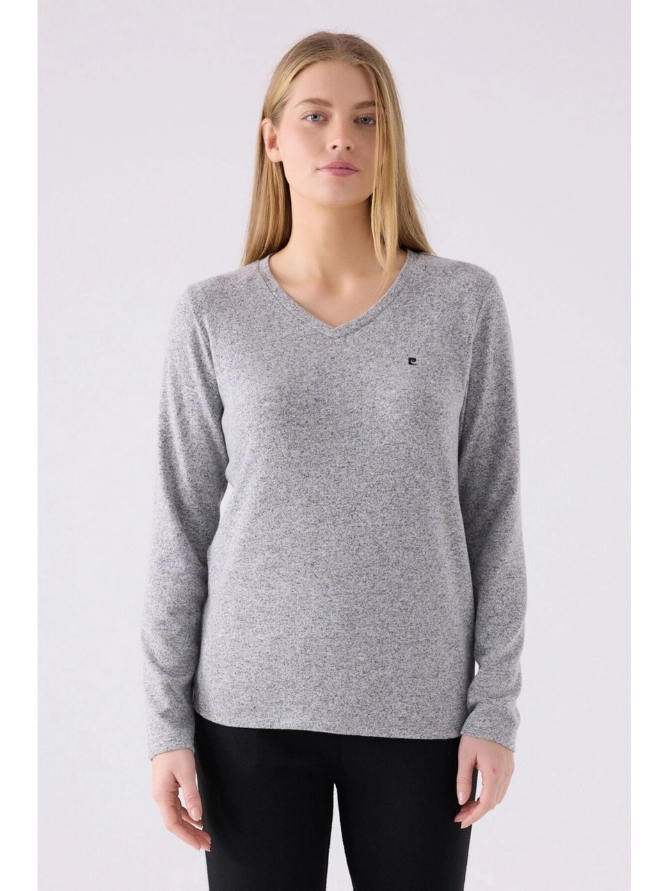 Pierre Cardin 8870 Uzun Kollu V Yaka Kadın Pijama Takımı