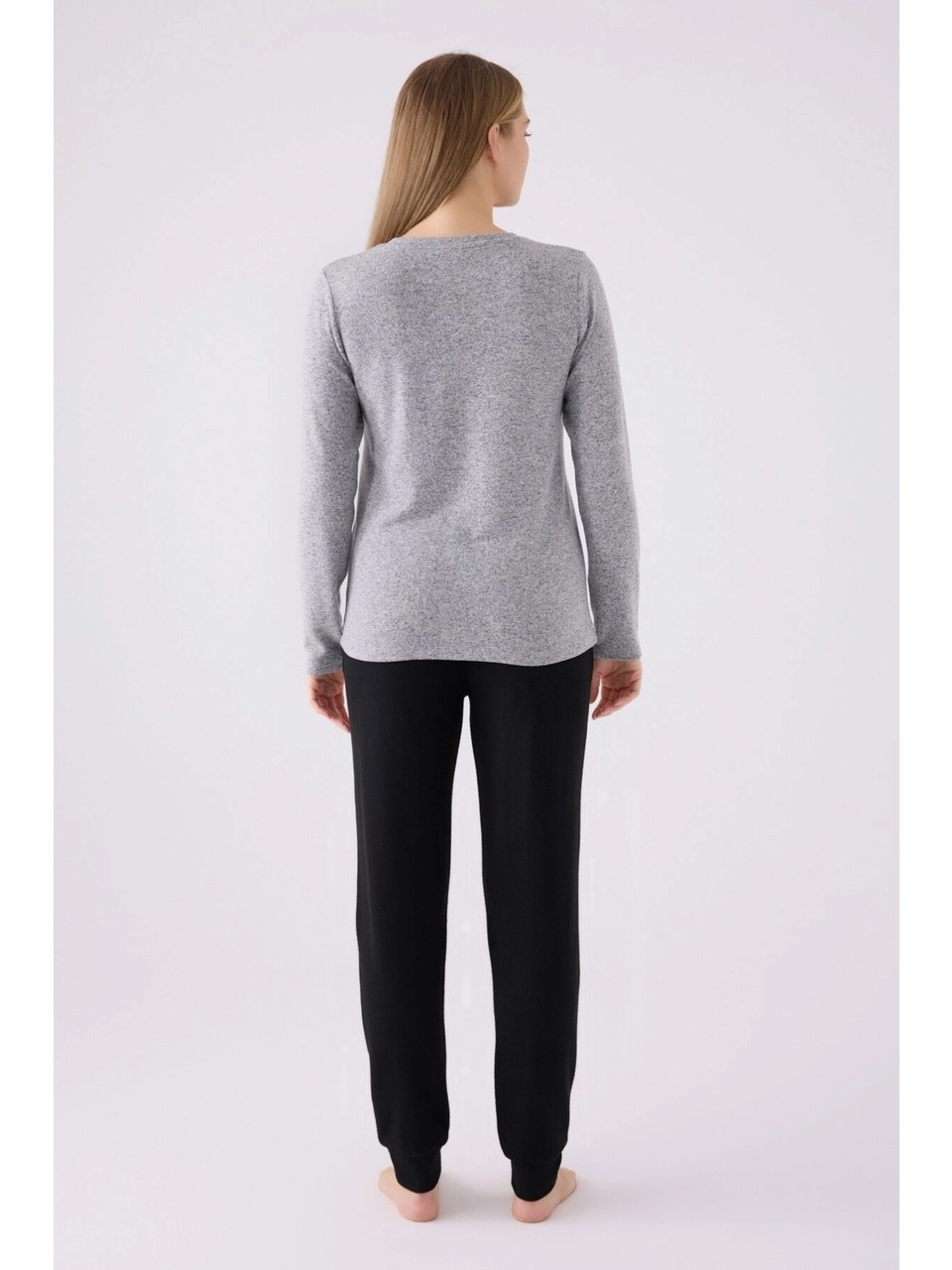 Pierre Cardin 8870 Uzun Kollu V Yaka Kadın Pijama Takımı