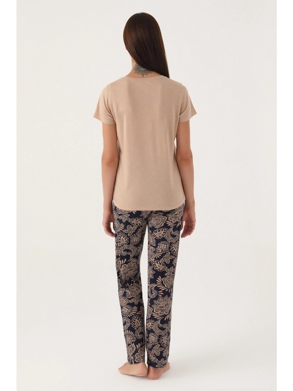 Pierre Cardin 8796 Kısa Kollu Battal Kadın Pijama Takımı-Vi̇zon