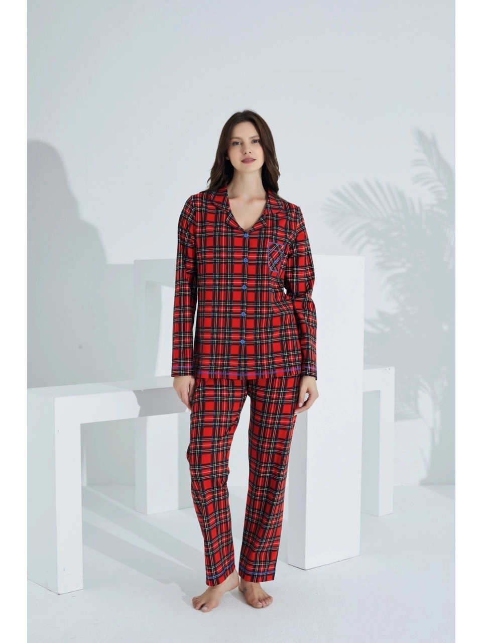 Etoile Kadın Ekose Uzun Kol Pijama Takımı /98224