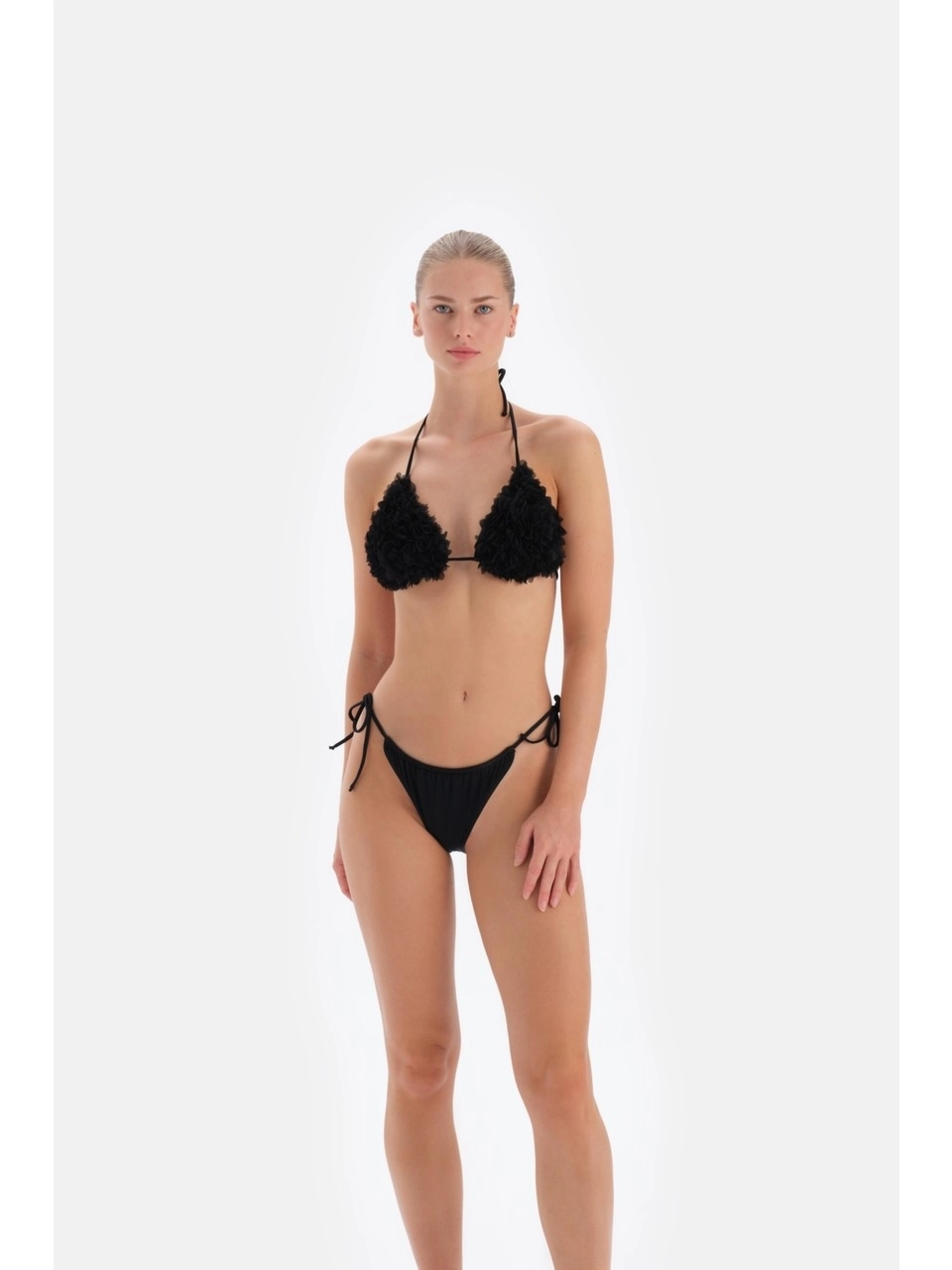 EROS 3318 TÜL DETAYLI ÜÇGEN BİKİNİ TAKIMI-Siyah