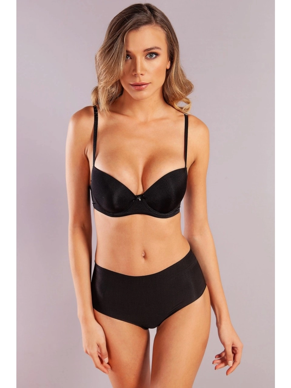 GOLSHAN GUYANA BALCONETTE FOAM CUP PUSH UP BRA-Black