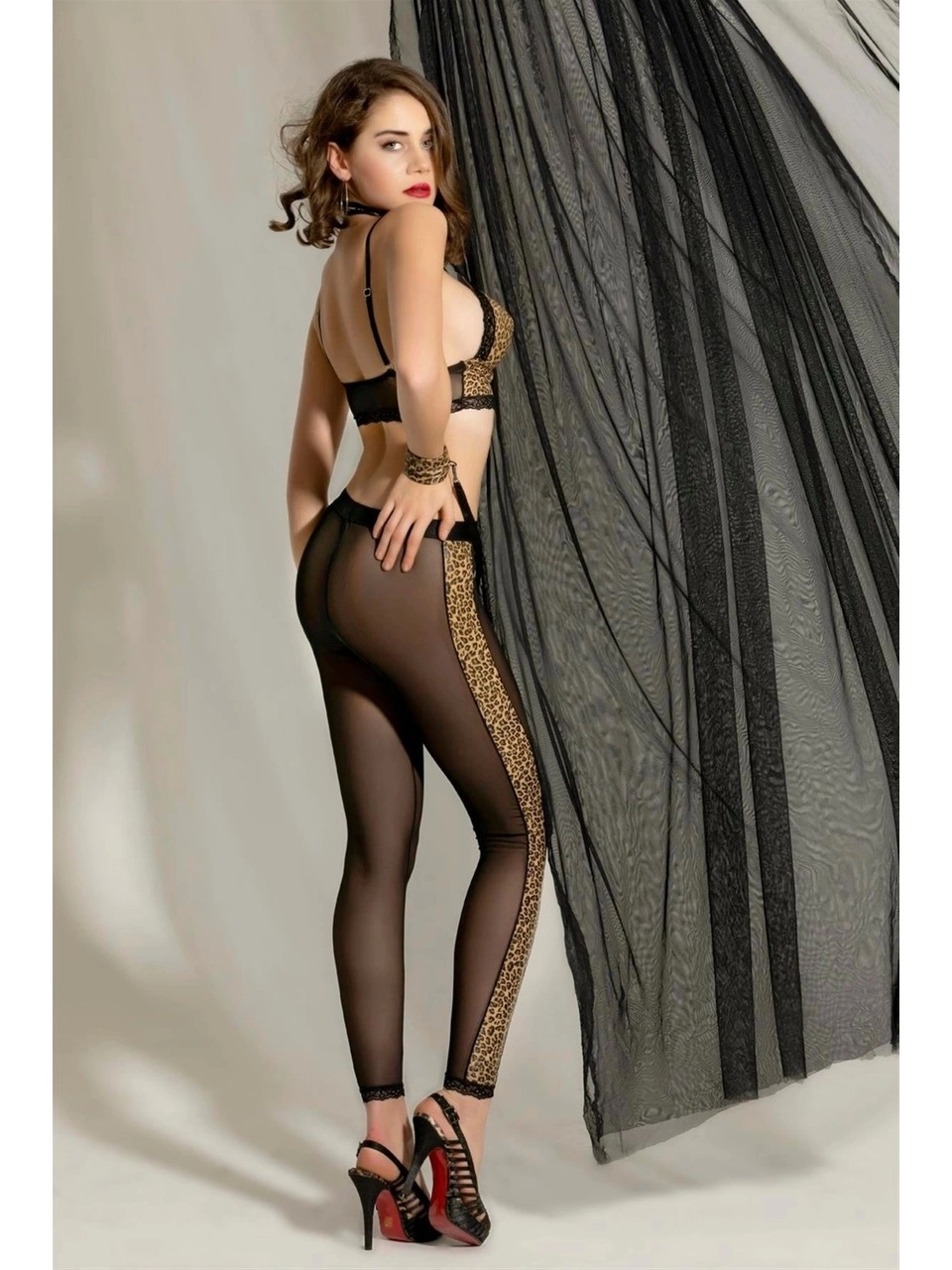 GALLİPOLİ 6204 LEOPAR BÜSTİYER BOYUNLUK KELEPÇE PANTALON TAKIMI