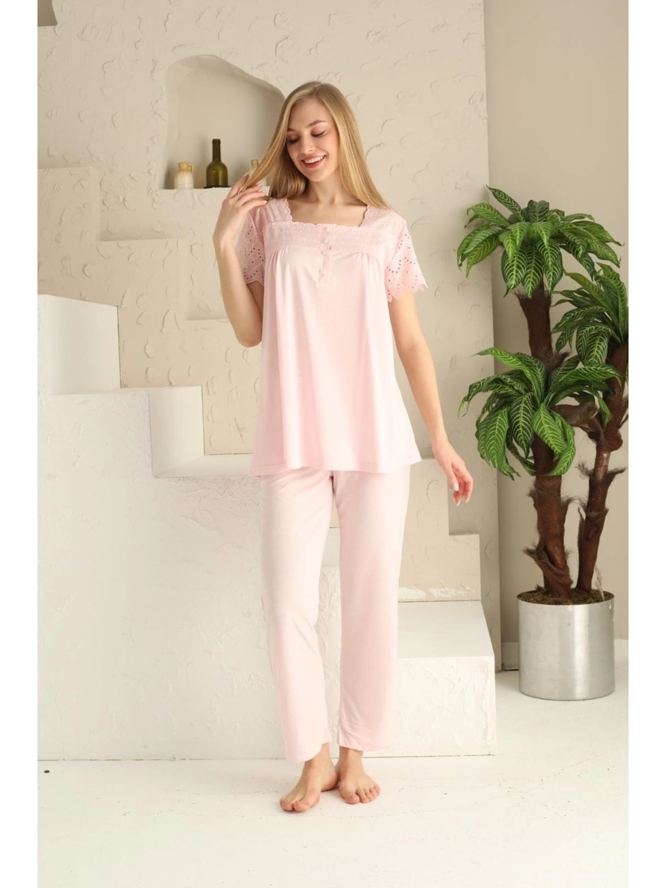 LİMİSSİ KADIN LOHUSA PİJAMA TAKIMI-Pembe