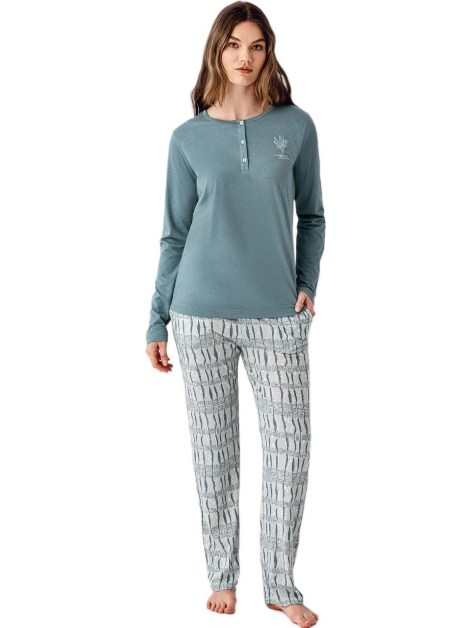 Arnetta KadınBüyük Beden Yeşil Pijama Takımı 3406-X