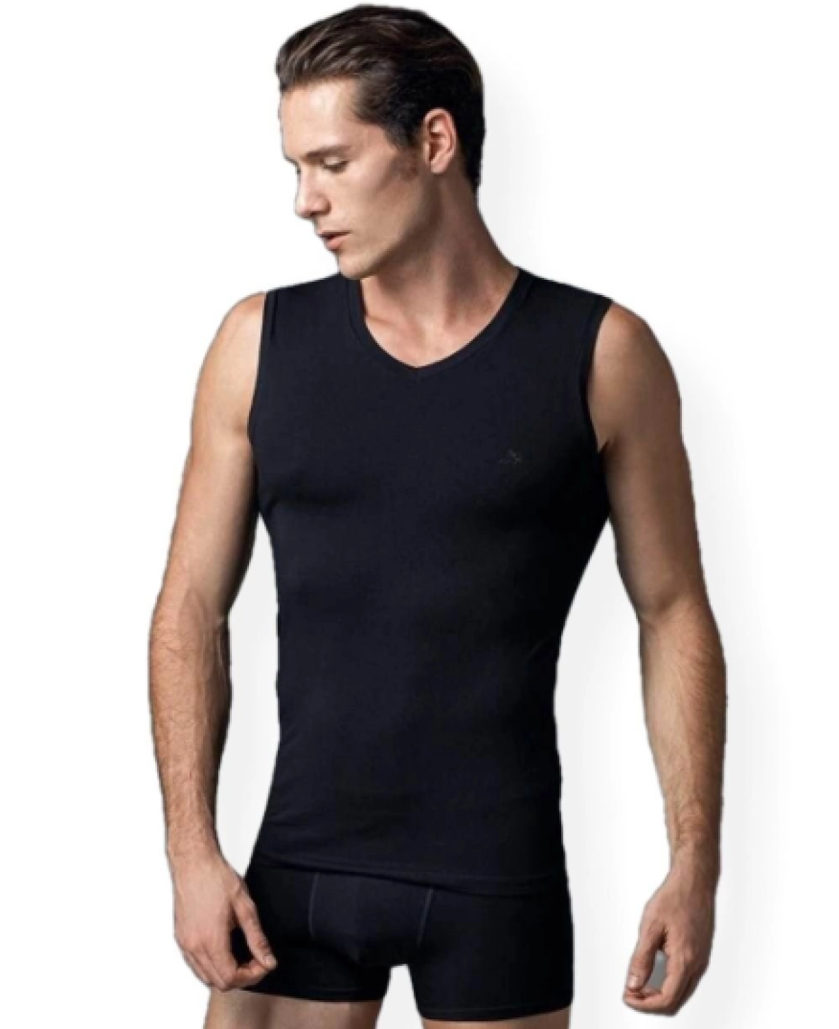 ERS006 COMPACT V YAKA KOLSUZ T-SHIRT 2’Lİ-Siyah