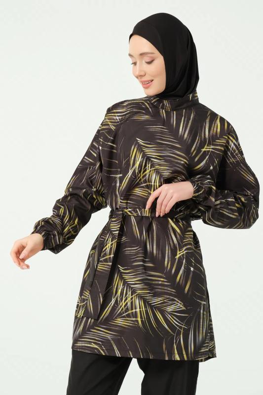 Yaprak Desenli Oversize Tesettür Mayo