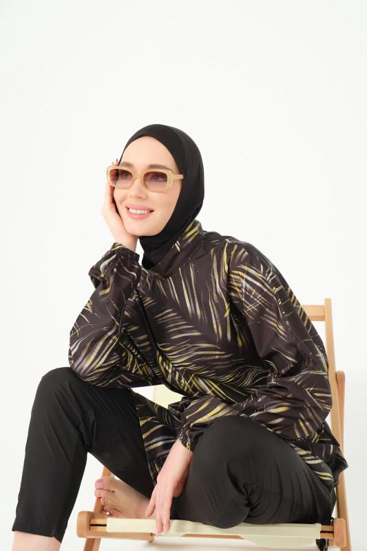 Yaprak Desenli Oversize Tesettür Mayo