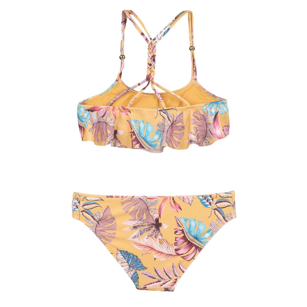 Volanlı Aksesuarlı Çocuk Bikini-Yaprak