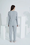 Etoile 98277 Pamuklu Uzun Kol  Pijama Takım-Gri̇