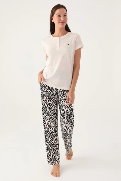 Pierre Cardin Kadın  Kısa Kollu Battal Pijama Takımı