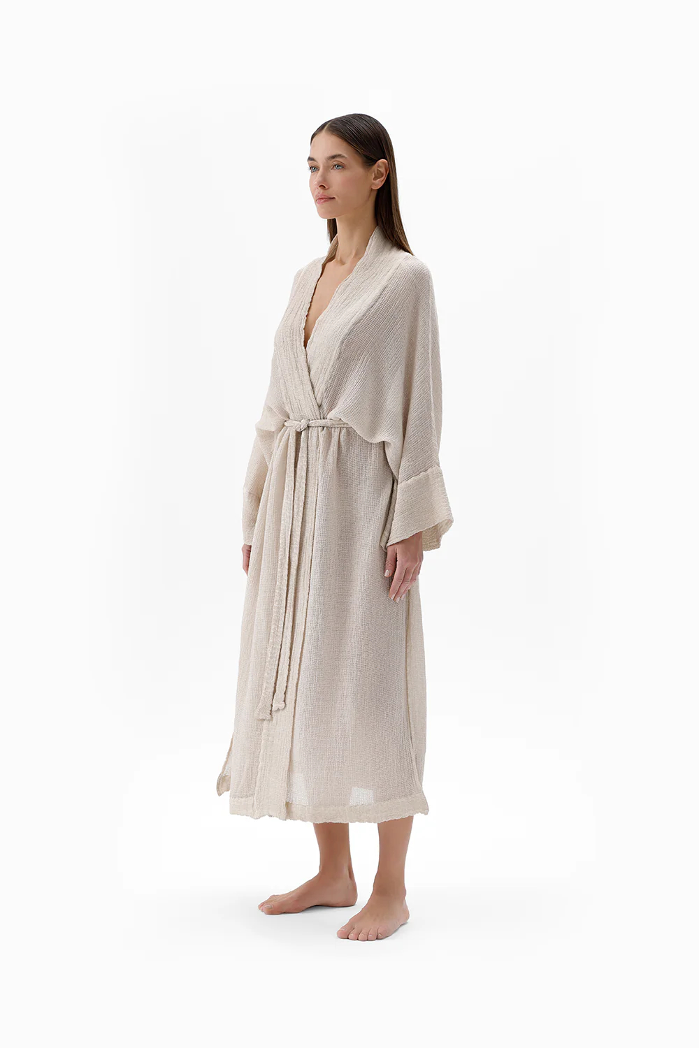 İki Kız Crinkle Bambu Vizon Kimono
