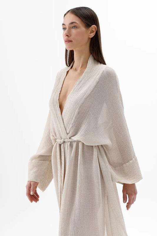 İki Kız Crinkle Bambu Vizon Kimono
