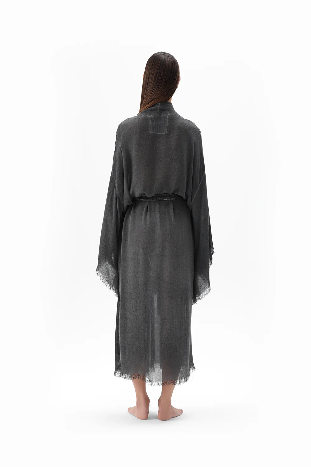 İkikız 3241-2KZ Bambu Gri Uzun Kimono