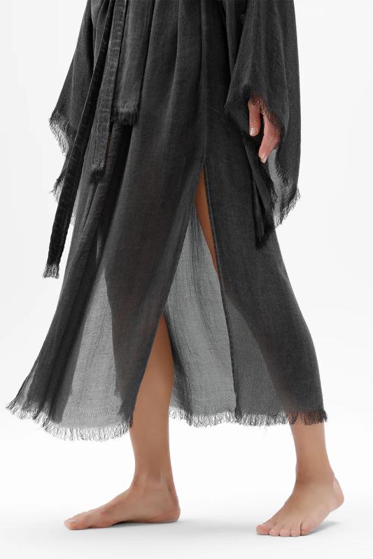 İkikız 3241-2KZ Bambu Gri Uzun Kimono