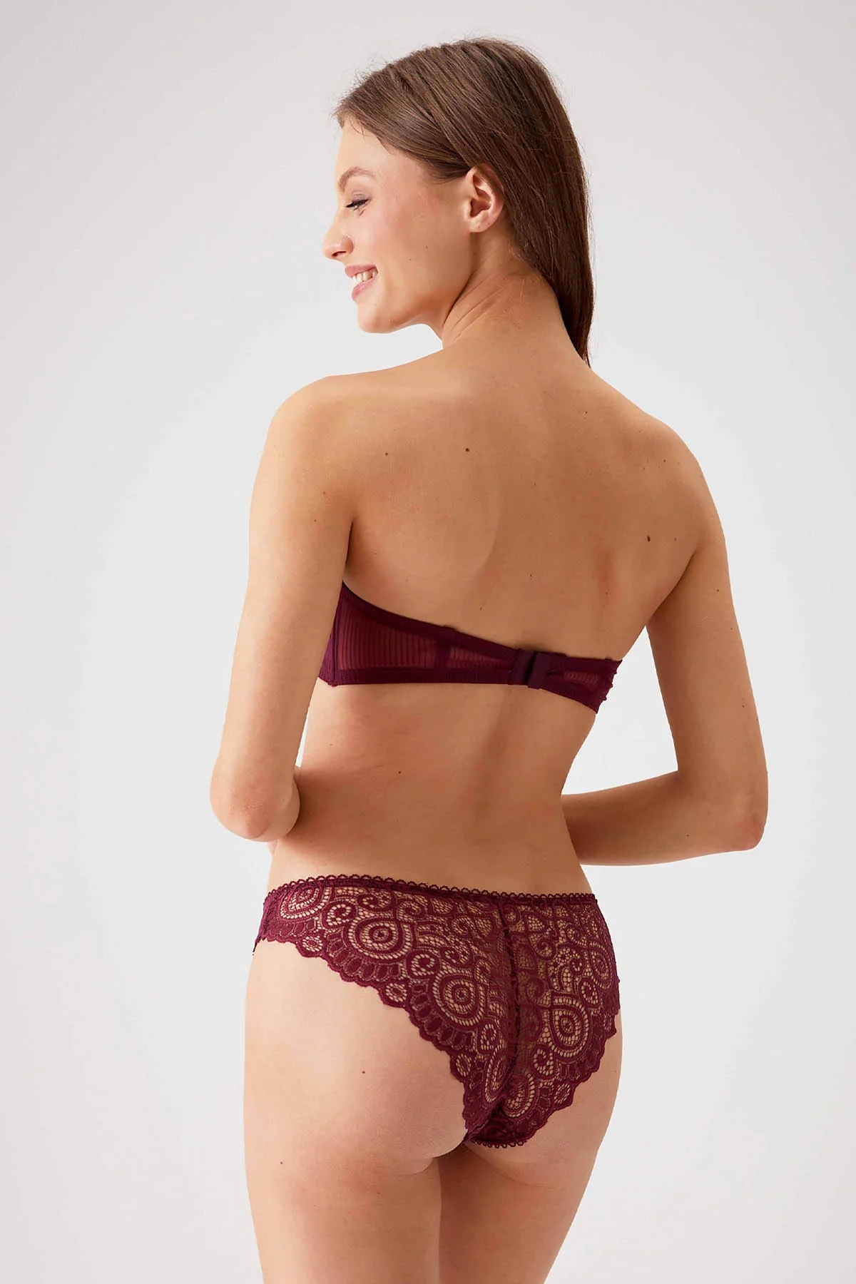 Pierre Cardin 4741  Verona Soft Push Up Straplez Sütyen Takım-Mürdüm