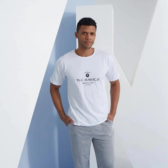 Kly 2104 Erkek  O.Yaka Pijama Takım