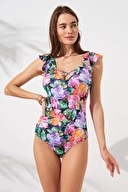 Pierre Cardin Fiji Kol Fırfır Detaylı Askılı Mayo-Violet