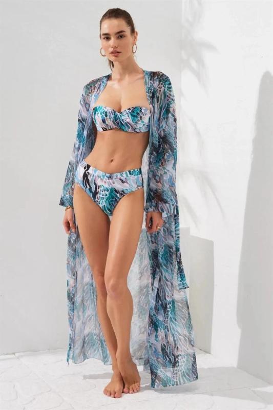 Pierre Cardin Belden Bağlamalı Uzun Kimono  231812-D-Coral