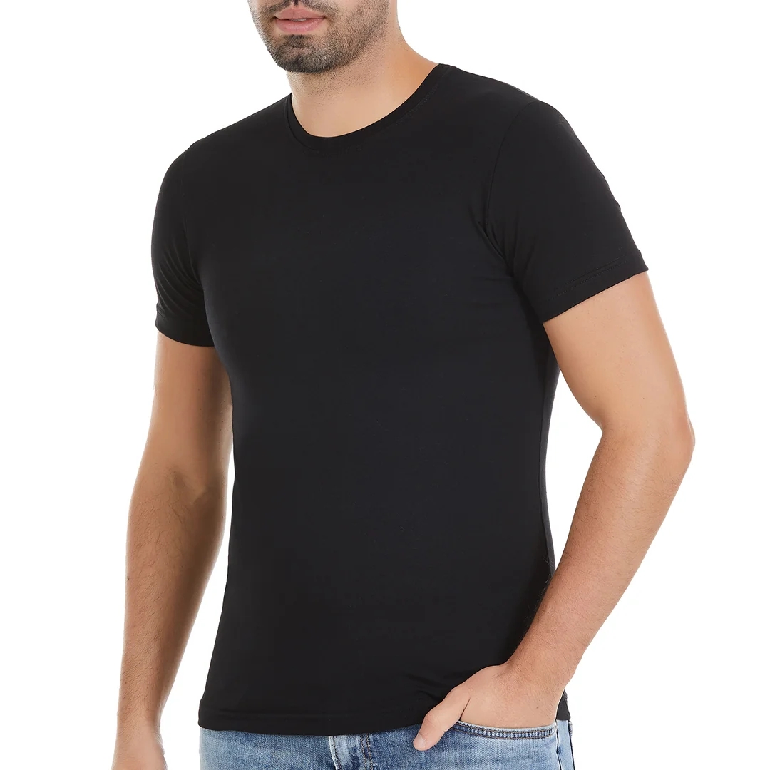 YILDIZ91 LİKRALI KISA KOL T-SHİRT SİYAH