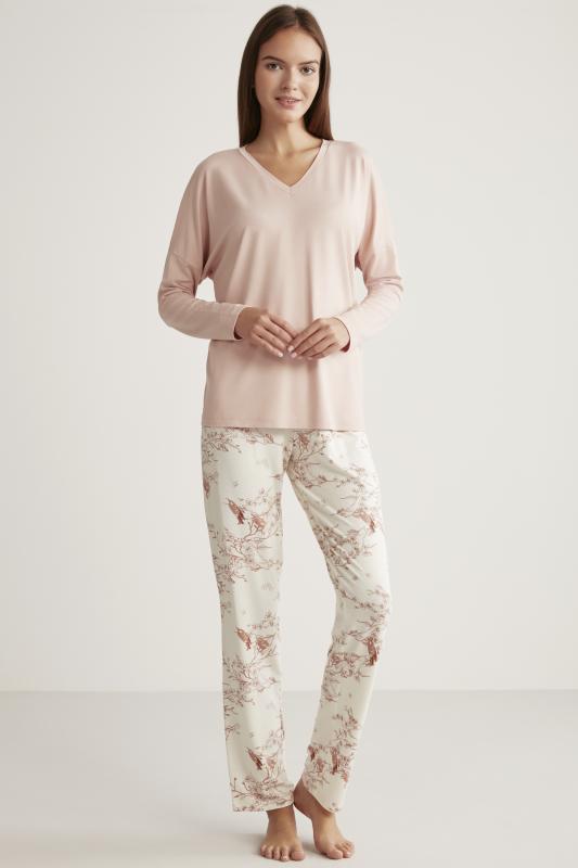 Alin 326 Yumuşak Doku Uzun Kol Kadın Pijama Takımı