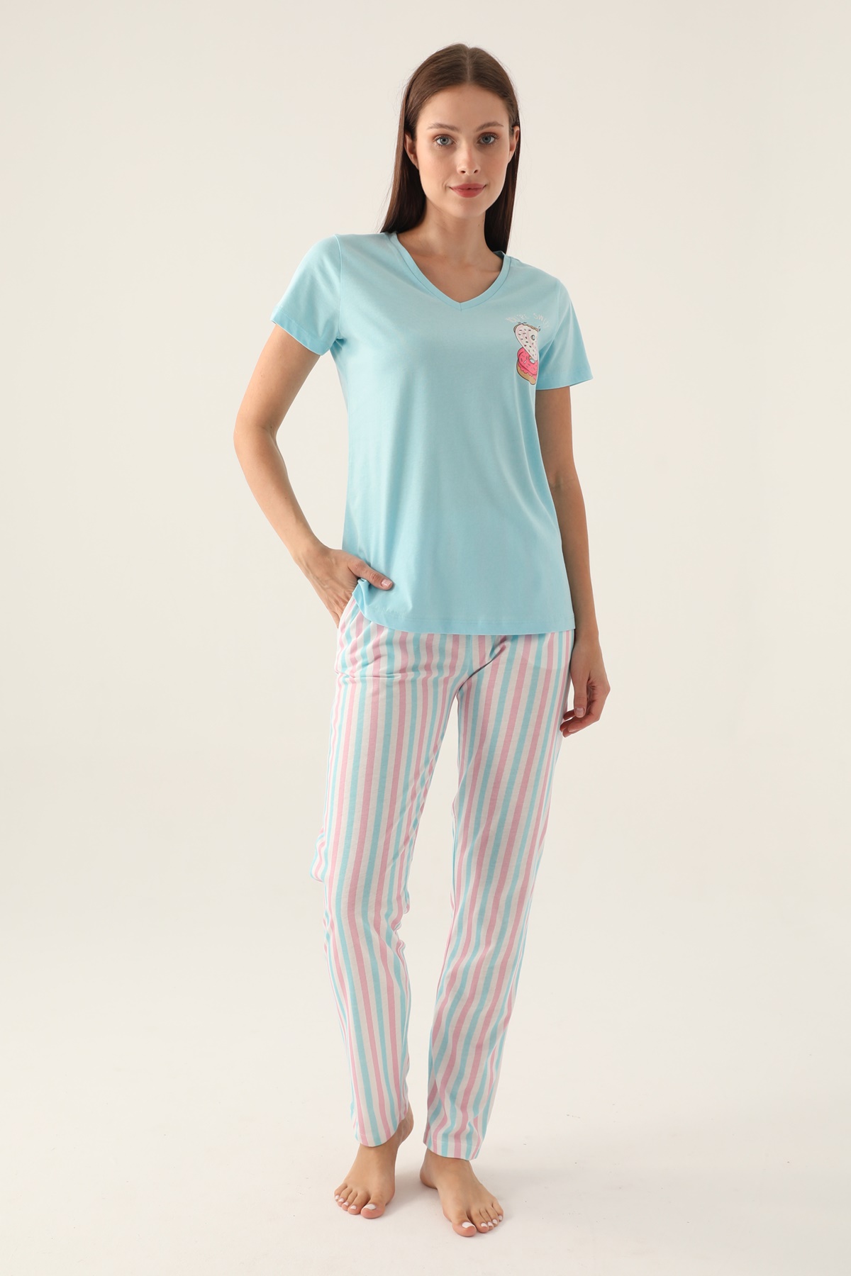 Arnetta 2888 Pamuklu Kısa Kollu Kadın Pijama Takımı