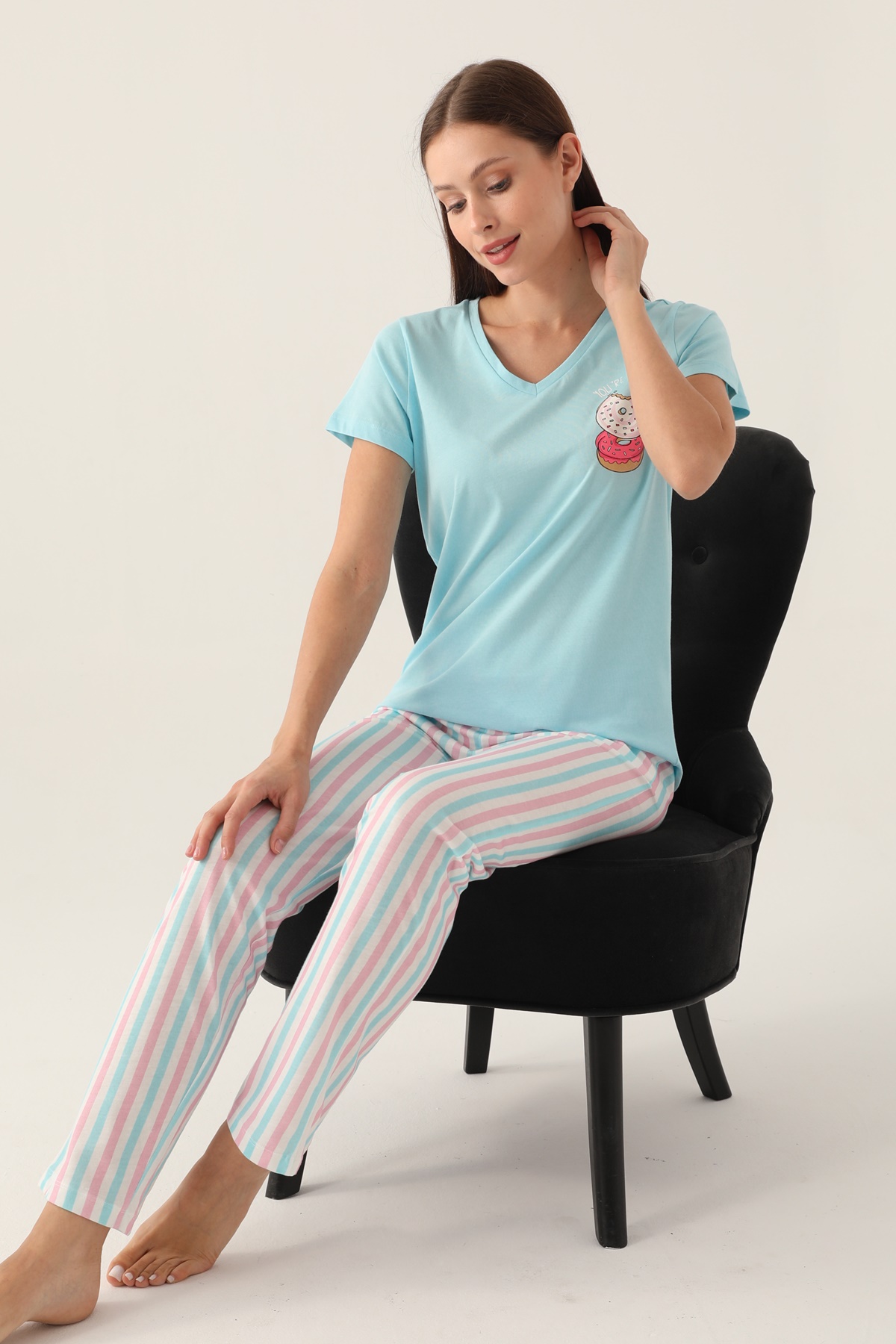 Arnetta 2888 Pamuklu Kısa Kollu Kadın Pijama Takımı