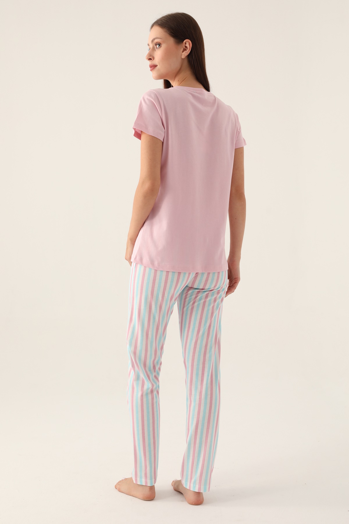 Arnetta 2888 Pamuklu Kısa Kollu Kadın Pijama Takımı-Pembe