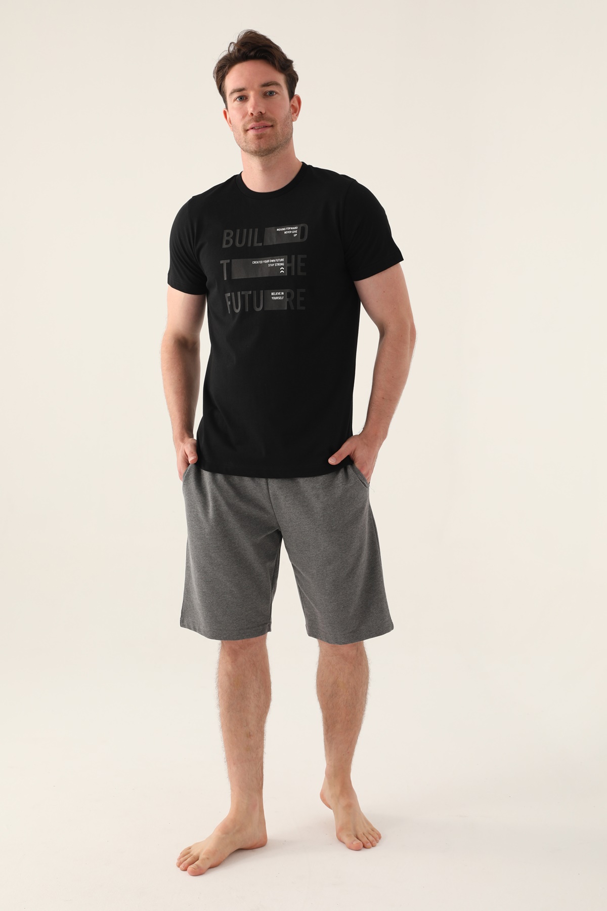 Arnetta 3000 Pamuklu Battal Kısa Kollu Erkek Bermuda Takım
