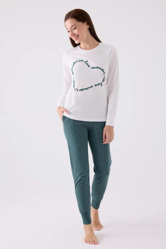 Arnetta 3050 Pamuklu Anne Kız Uzun Kollu Kadın Pijama Takımı