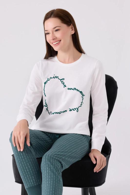 Arnetta 3050 Pamuklu Anne Kız Uzun Kollu Kadın Pijama Takımı