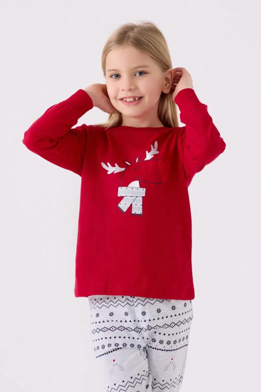 Arnetta 3052 Pamuklu Anne Kız Uzun Kollu Kız Çocuk Pijama Takımı