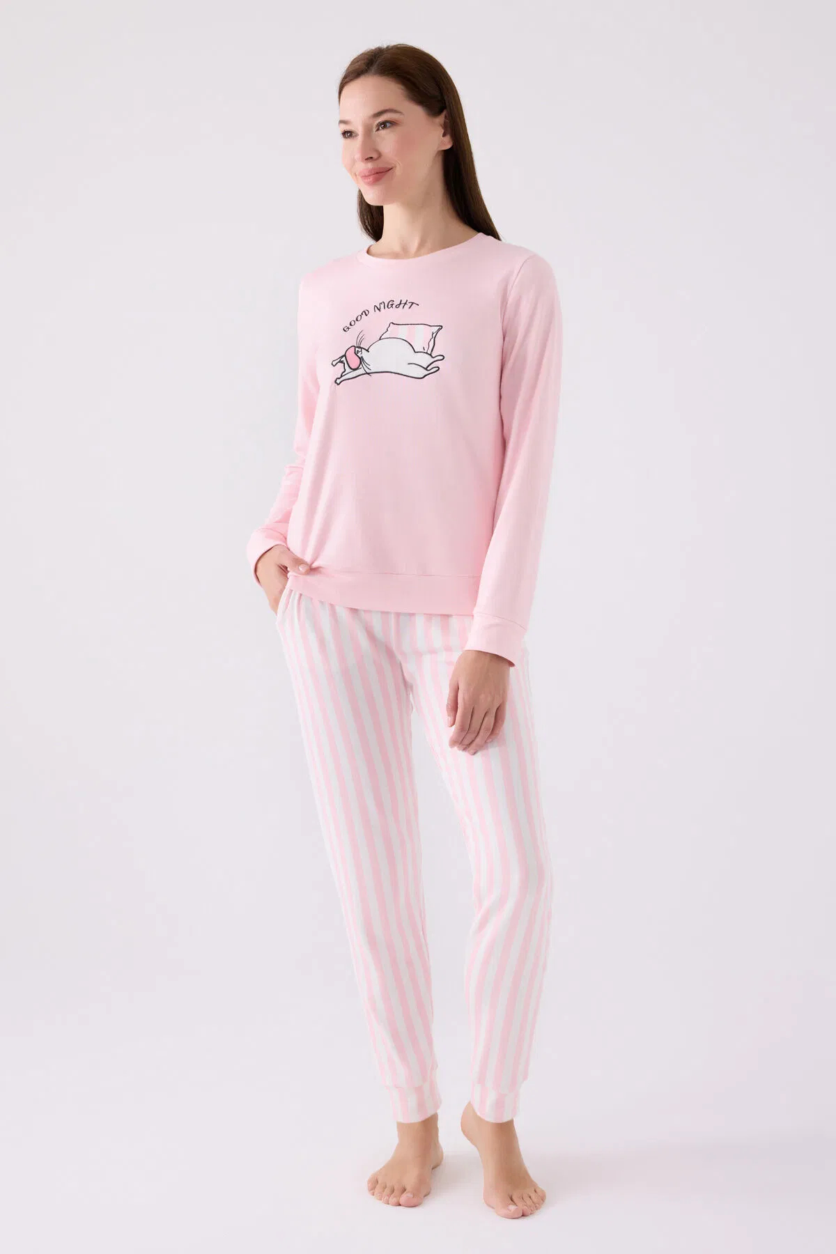 Arnetta 3060 Pembe Uzun Kollu Kadın Pijama Takımı