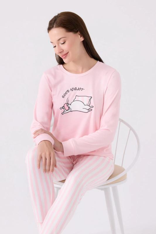 Arnetta 3060 Pembe Uzun Kollu Kadın Pijama Takımı
