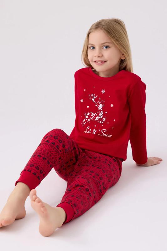 Arnetta 3106 Pamuklu Anne Kız Uzun Kollu Kız Çocuk Pijama Takımı