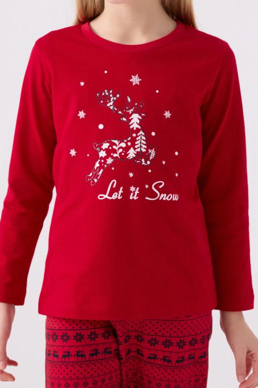 Arnetta 3106 Pamuklu Anne Kız Uzun Kollu Kız Çocuk Pijama Takımı