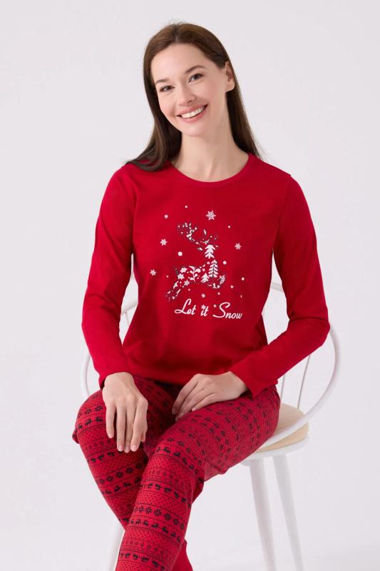 Arnetta 3106 Pamuklu Anne Kız Uzun Kollu Kadın Pijama Takımı
