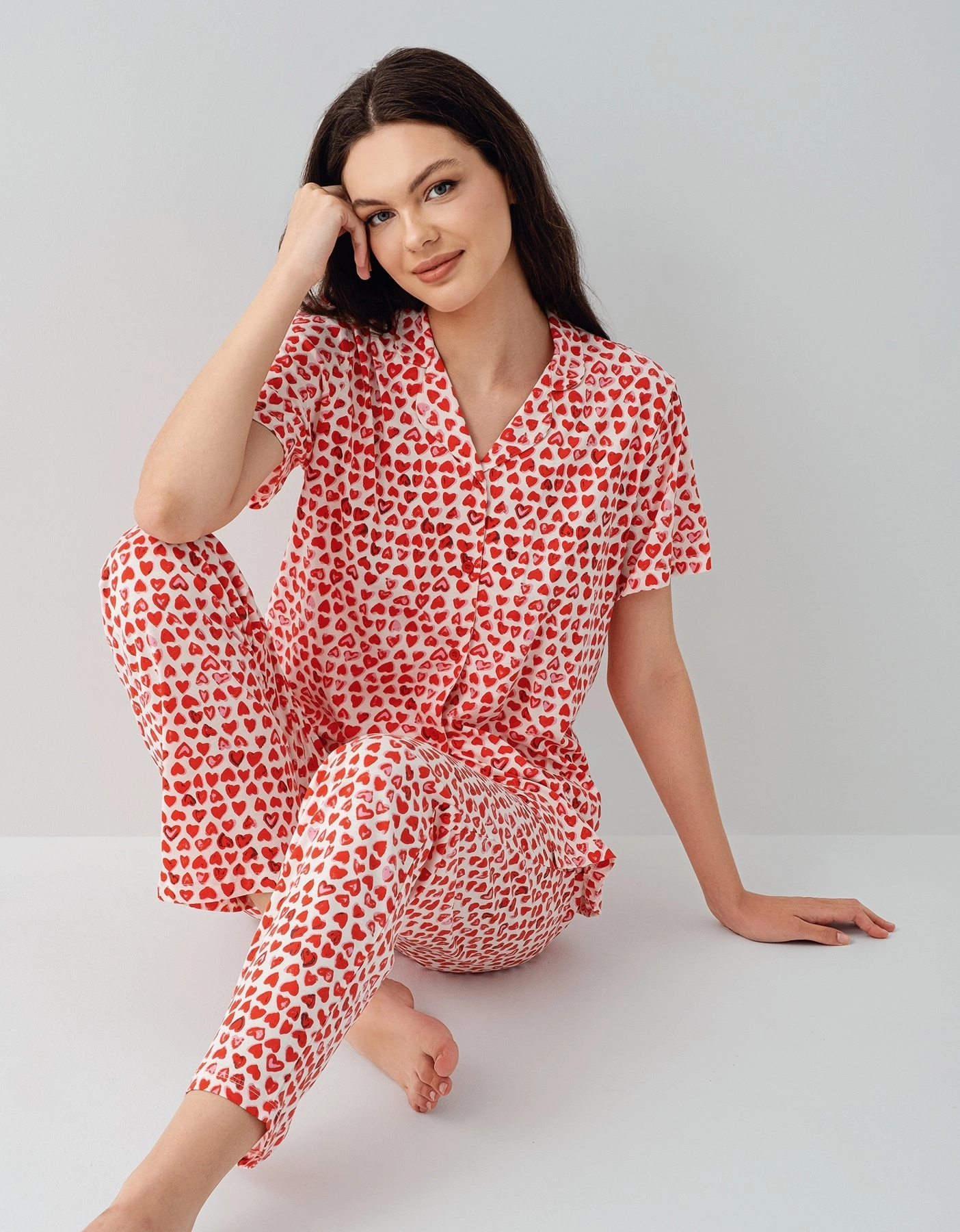 Arnetta 3583 Kadın Kısa Kol Gömlek Yaka Pijama Takımı