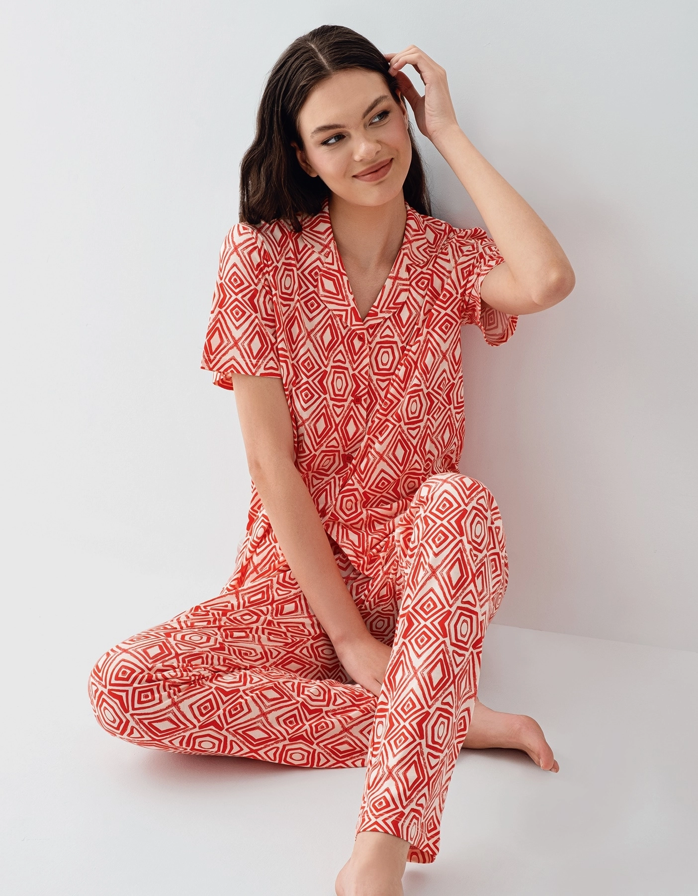 Arnetta Kadın Kısa Kollu Gömlek Pijama Takımı